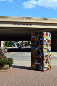 Tall, colorful column.